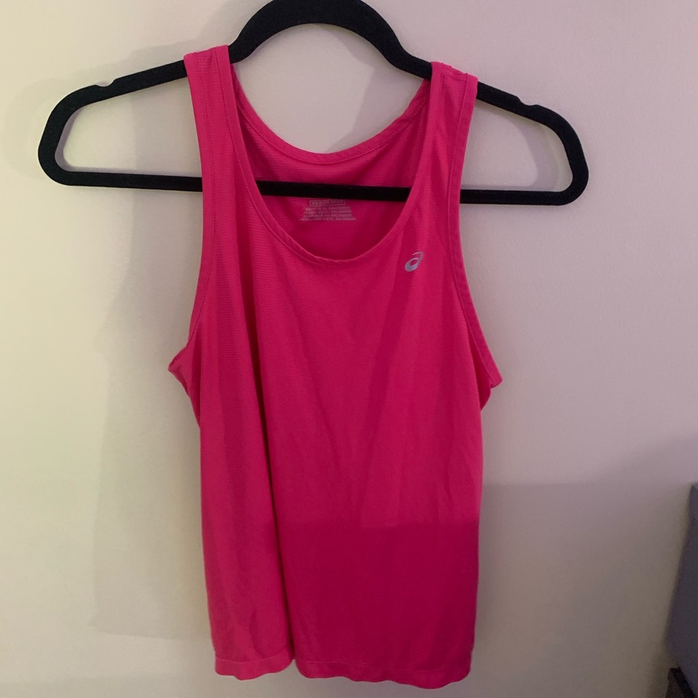 Pink ASICS tank top.